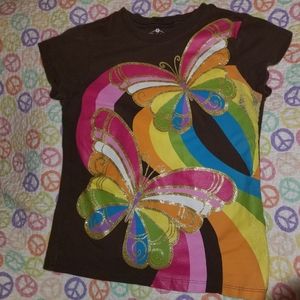 Rainbow butterfly tee